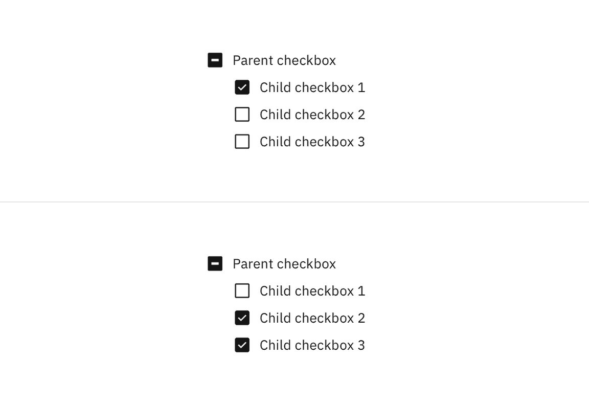 Checking and unchecking a child checkbox.