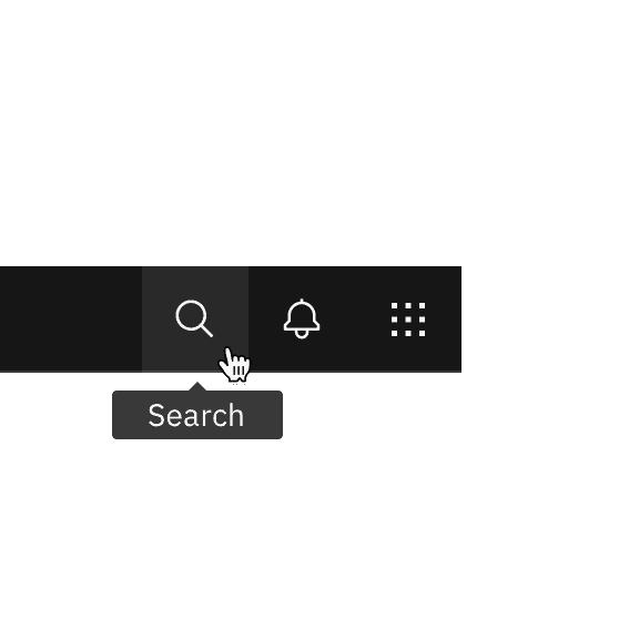the search icon-only button has a 'search' tooltip