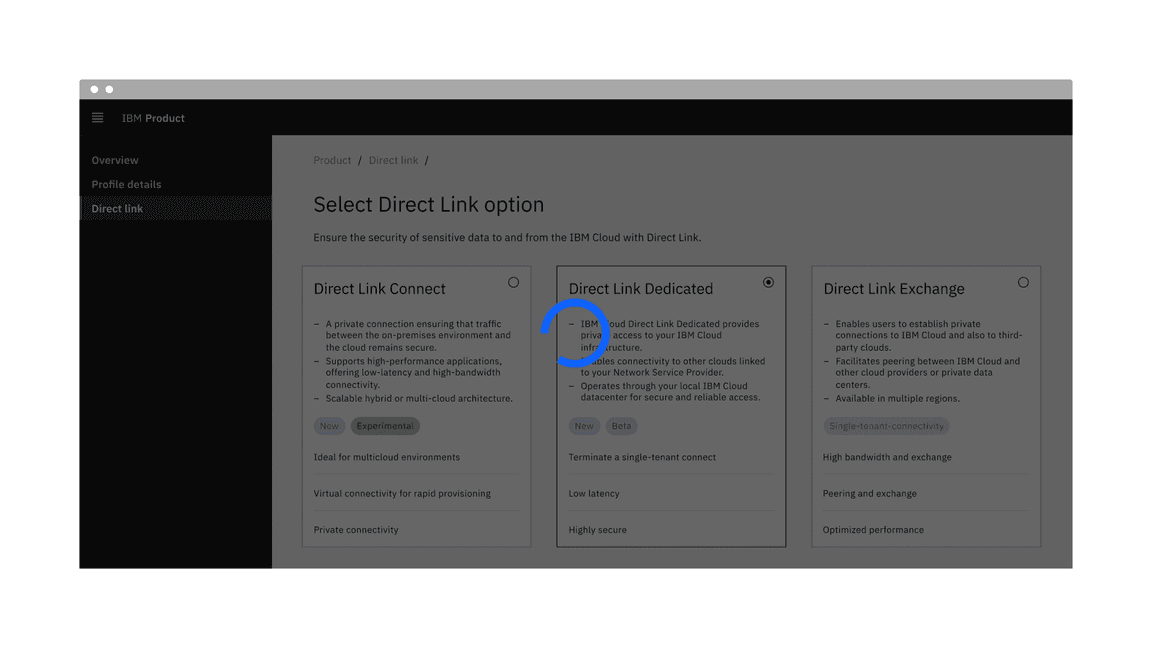 Example of the large loading indicator placement for full-screen loading with an overlay