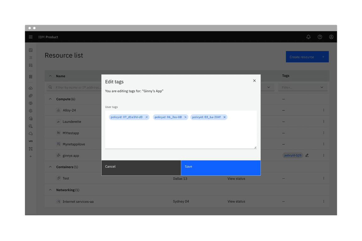 Dismissible tags in the context of a product UI.