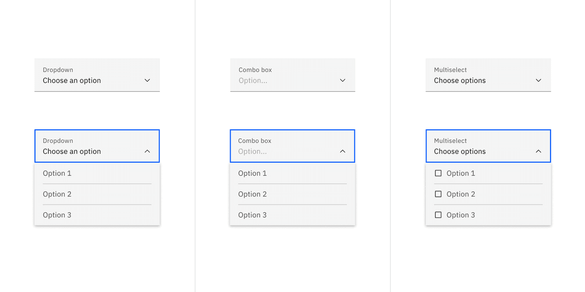Fluid dropdown variant examples